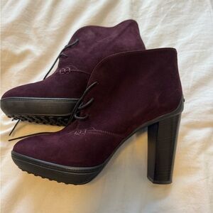 Tod’s Women’s Suede Lace-Up Ankle Boots — EU 37.5 — Block Heel — Made in Italy